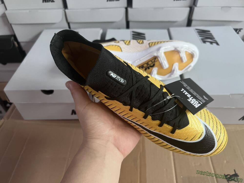 Nike Air Zoom Mercurial Superfly 9 Elite FG High-Tops Soccer Cleats - Yellow/Black/White