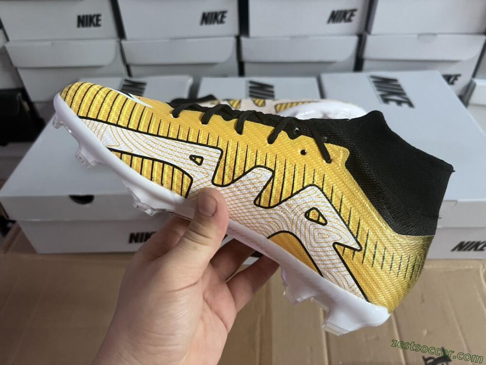 Nike Air Zoom Mercurial Superfly 9 Elite FG High-Tops Soccer Cleats - Yellow/Black/White