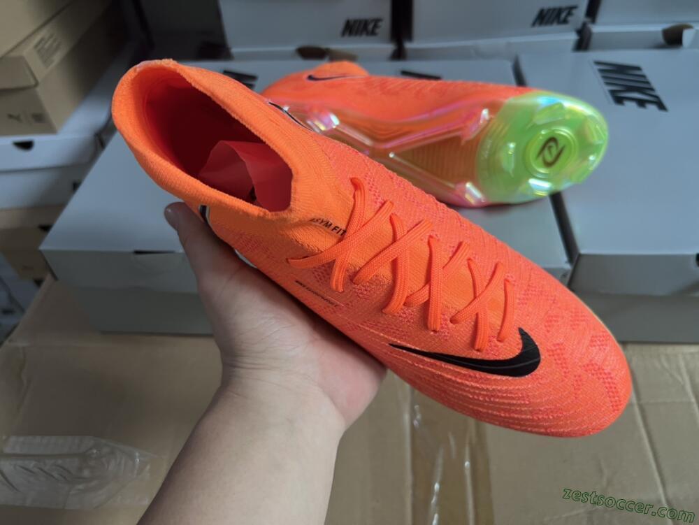 Nike Phantom Luna Elite FG High-Tops Soccer Cleats - Orange/Black/Green