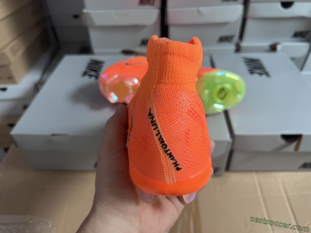 Nike Phantom Luna Elite FG High-Tops Soccer Cleats - Orange/Black/Green