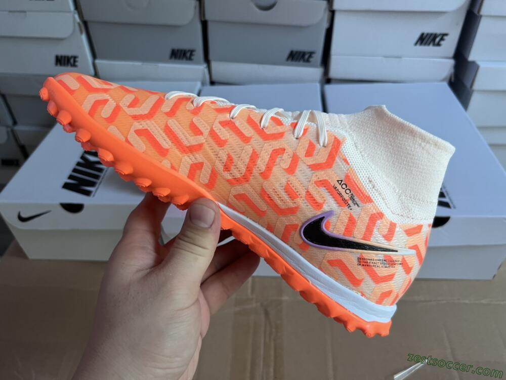 Nike Air Zoom Mercurial Superfly 9 Elite TF High-Tops Soccer Shoes - Orange/White/Black