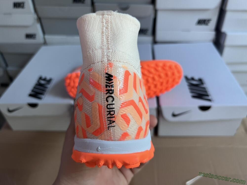 Nike Air Zoom Mercurial Superfly 9 Elite TF High-Tops Soccer Shoes - Orange/White/Black
