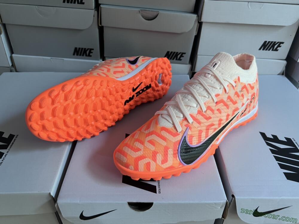 Nike Air Zoom Mercurial Vapor 15 Elite TF Low-Tops Soccer Shoes - Orange/White/Black