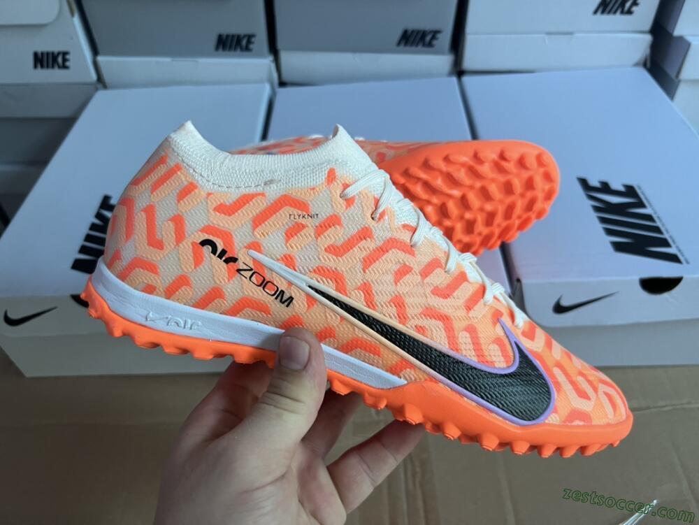 Nike Air Zoom Mercurial Vapor 15 Elite TF Low-Tops Soccer Shoes - Orange/White/Black