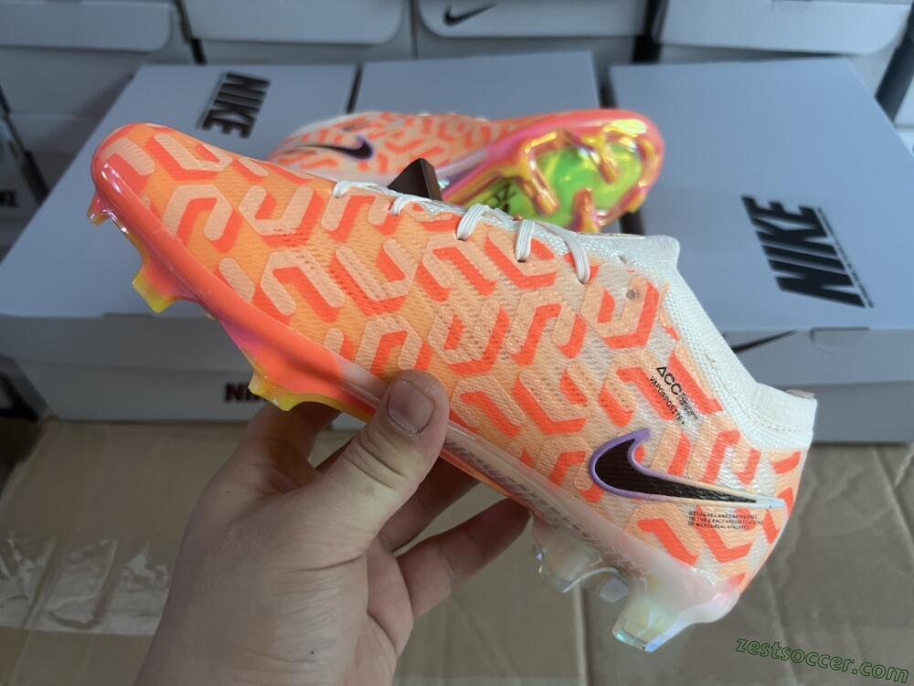 Nike Air Zoom Mercurial Vapor 15 Elite FG Low-Tops Soccer Cleats - White/Orange/Black