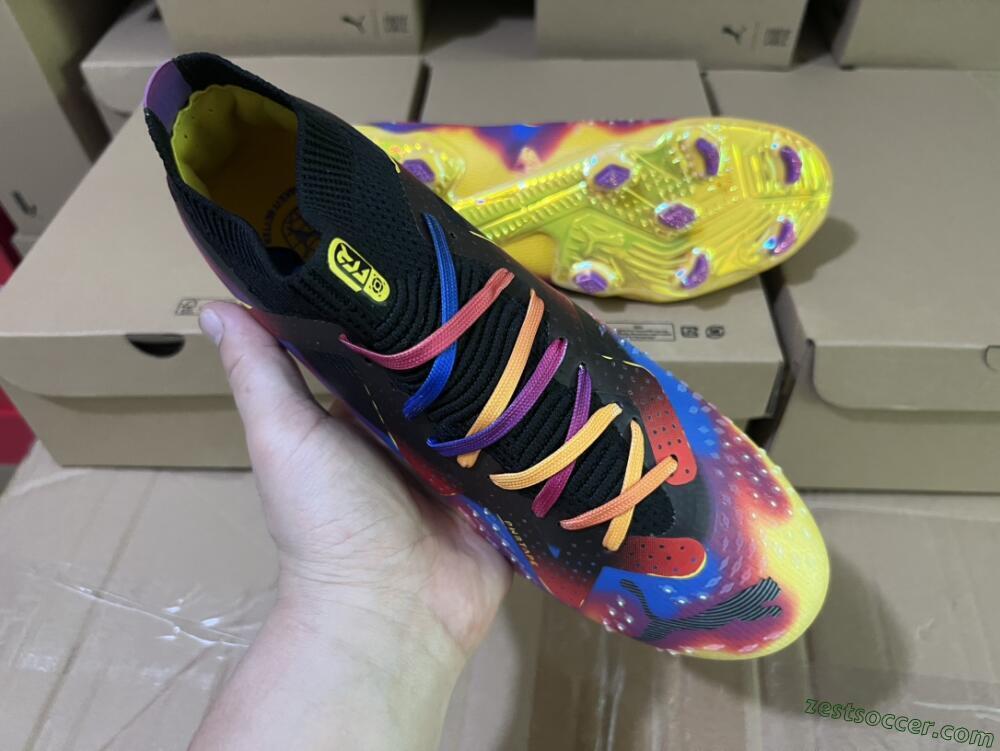 Puma Future Ultimate FG Low-Tops Soccer Cleats - Black/Purple/Yellow