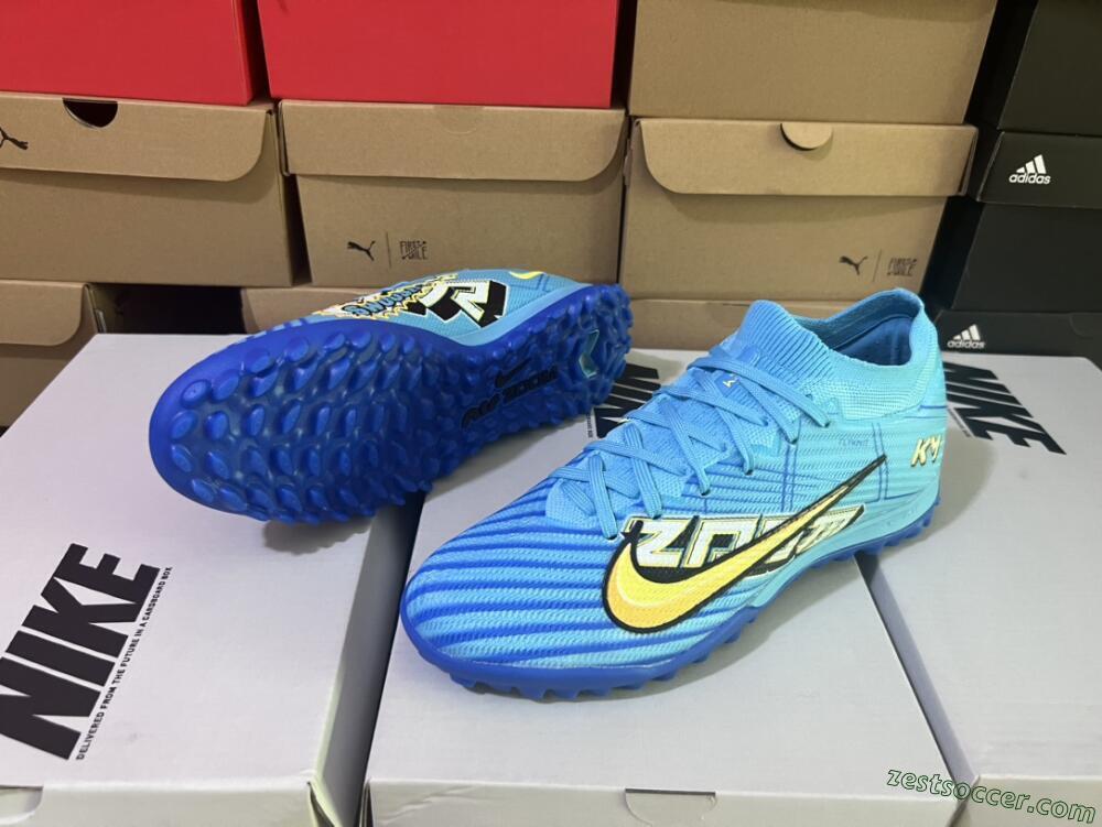 Kylian Mbappe x Nike Air Zoom Mercurial Vapor 15 Elite TF Low-Tops Soccer Shoes - Blue/Yellow/Black