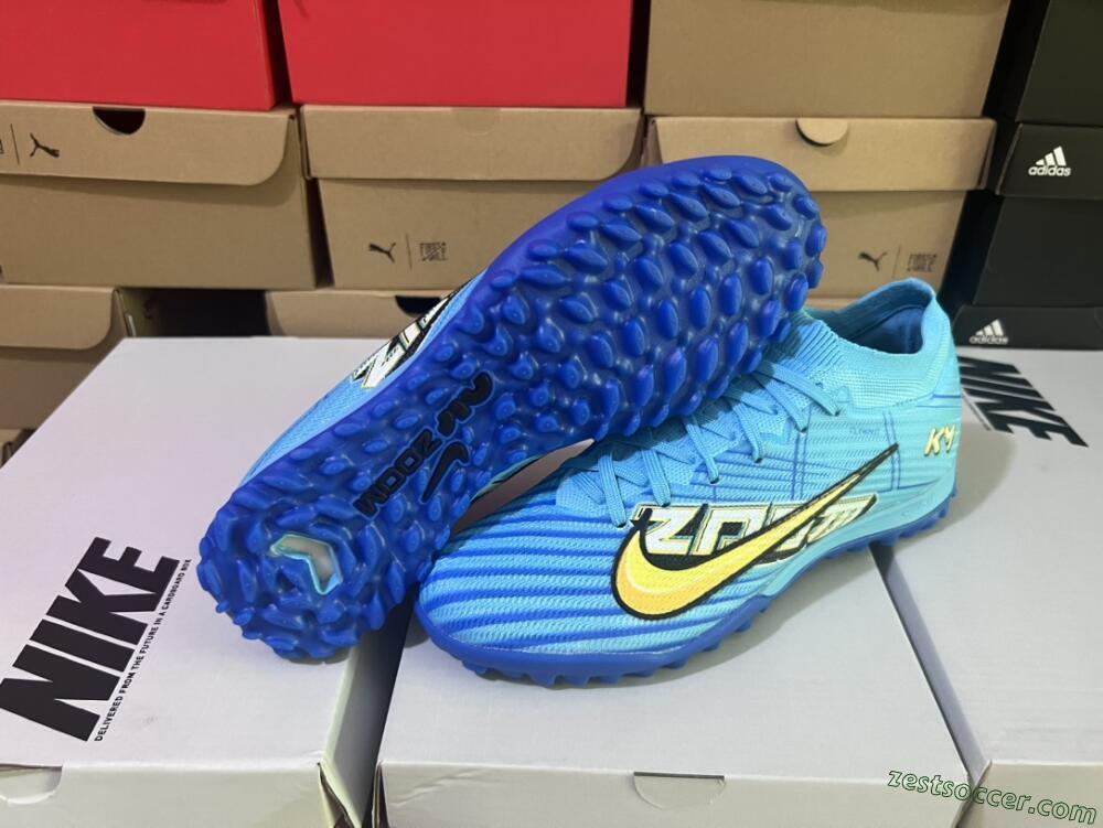 Kylian Mbappe x Nike Air Zoom Mercurial Vapor 15 Elite TF Low-Tops Soccer Shoes - Blue/Yellow/Black