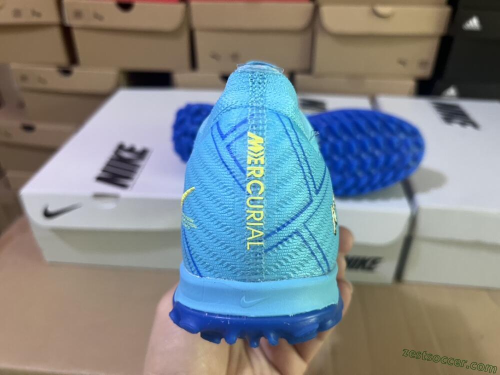 Kylian Mbappe x Nike Air Zoom Mercurial Vapor 15 Elite TF Low-Tops Soccer Shoes - Blue/Yellow/Black