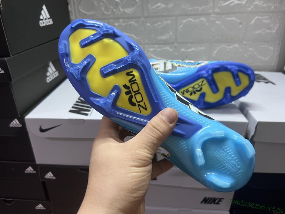 Kylian Mbappe x Nike Air Zoom Mercurial Superfly 9 Elite FG High-Tops Soccer Cleats - Blue/Yellow/Black