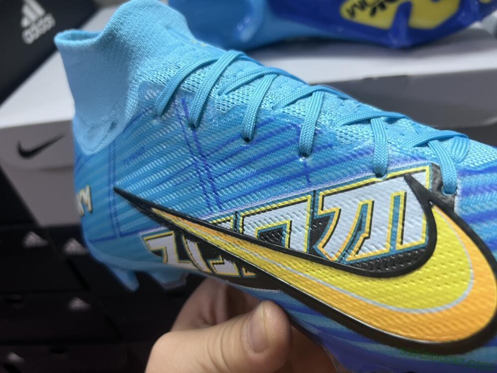 Kylian Mbappe x Nike Air Zoom Mercurial Superfly 9 Elite FG High-Tops Soccer Cleats - Blue/Yellow/Black