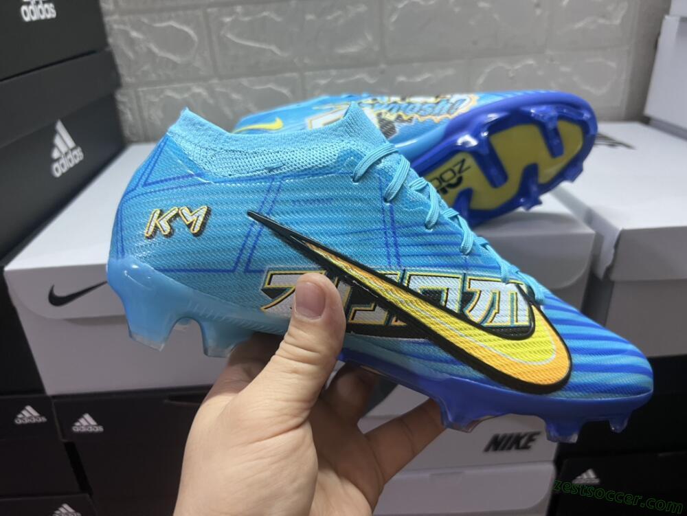 Kylian Mbappe x Nike Air Zoom Mercurial Vapor 15 Elite FG Low-Tops Soccer Cleats - Blue/Yellow/Black