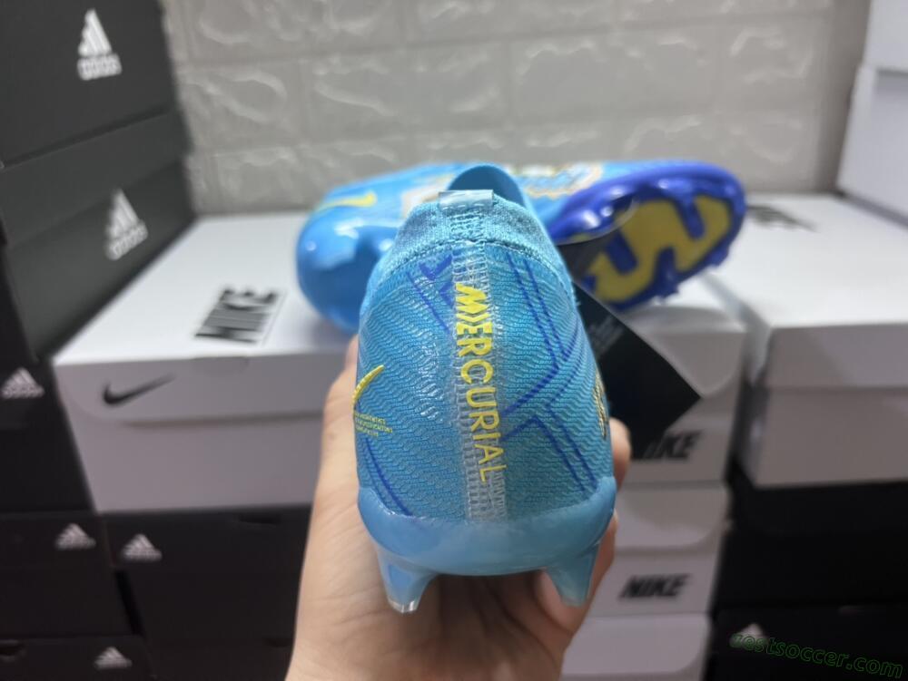 Kylian Mbappe x Nike Air Zoom Mercurial Vapor 15 Elite FG Low-Tops Soccer Cleats - Blue/Yellow/Black