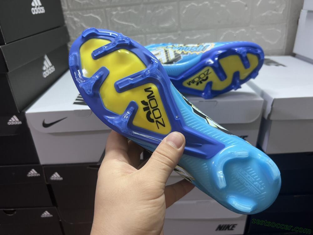 Kylian Mbappe x Nike Air Zoom Mercurial Vapor 15 Elite FG Low-Tops Soccer Cleats - Blue/Yellow/Black