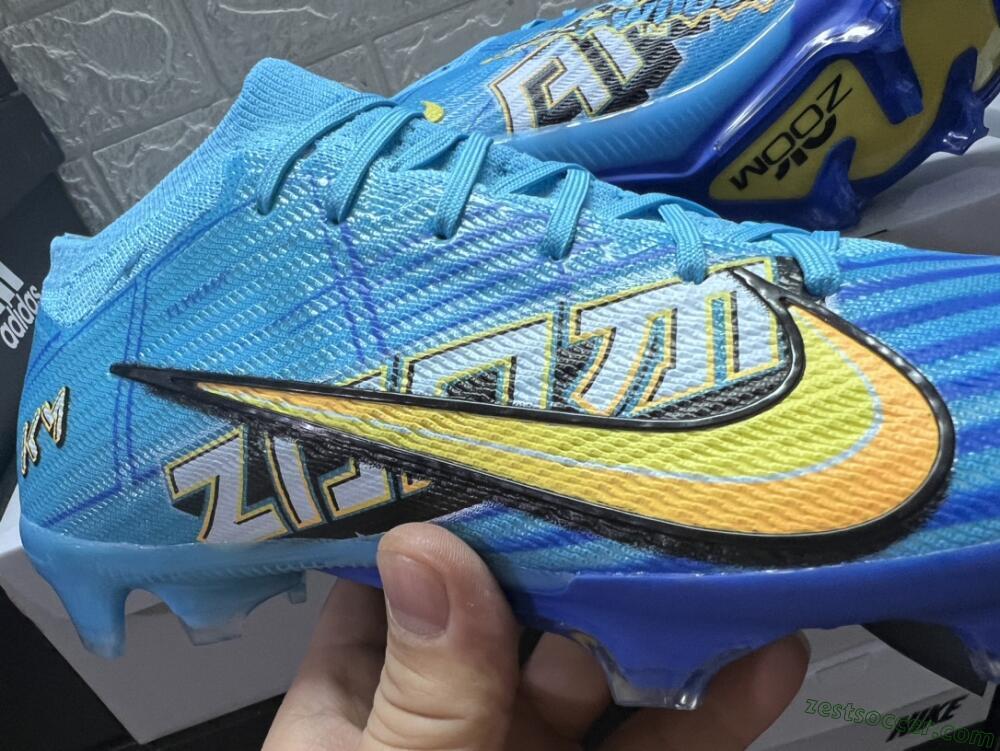Kylian Mbappe x Nike Air Zoom Mercurial Vapor 15 Elite FG Low-Tops Soccer Cleats - Blue/Yellow/Black