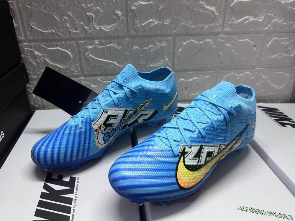 Kylian Mbappe x Nike Air Zoom Mercurial Vapor 15 Elite FG Low-Tops Soccer Cleats - Blue/Yellow/Black
