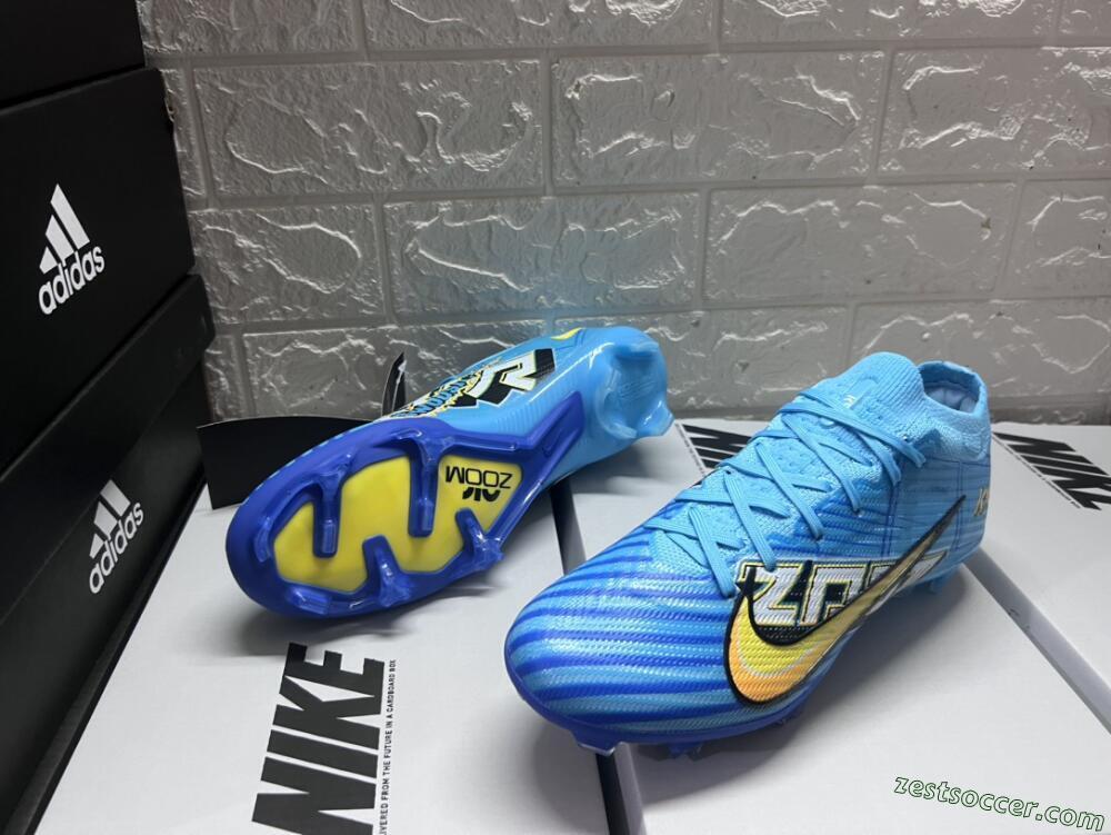 Kylian Mbappe x Nike Air Zoom Mercurial Vapor 15 Elite FG Low-Tops Soccer Cleats - Blue/Yellow/Black