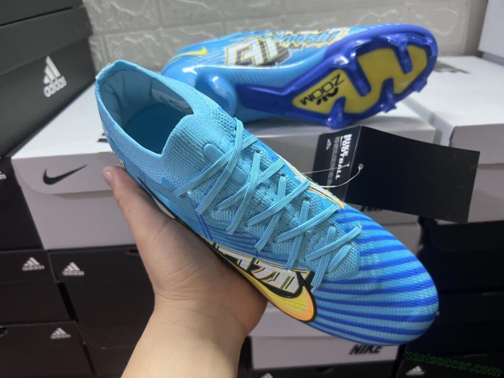 Kylian Mbappe x Nike Air Zoom Mercurial Vapor 15 Elite FG Low-Tops Soccer Cleats - Blue/Yellow/Black