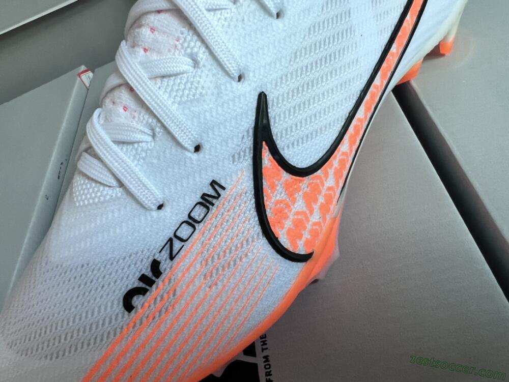Nike Air Zoom Mercurial Superfly 9 Elite FG High-Tops Soccer Cleats - White/Orange/Black