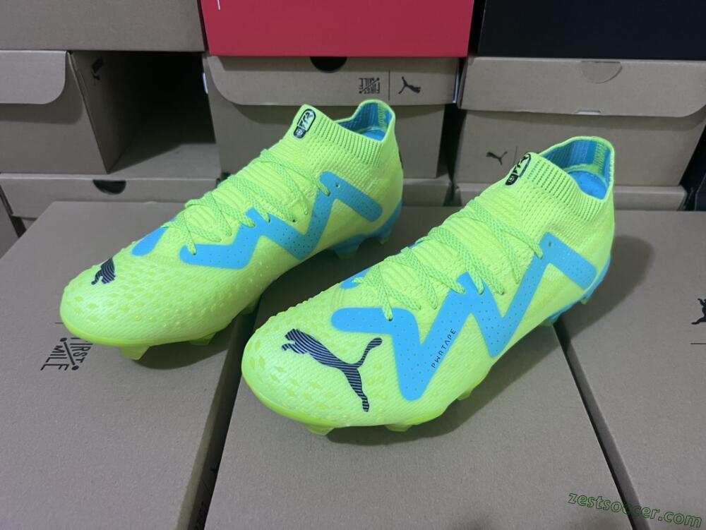 Puma Future Ultimate FG Low-Tops Soccer Cleats - Green/Blue/Black