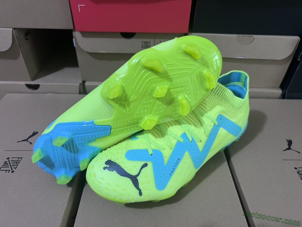Puma Future Ultimate FG Low-Tops Soccer Cleats - Green/Blue/Black