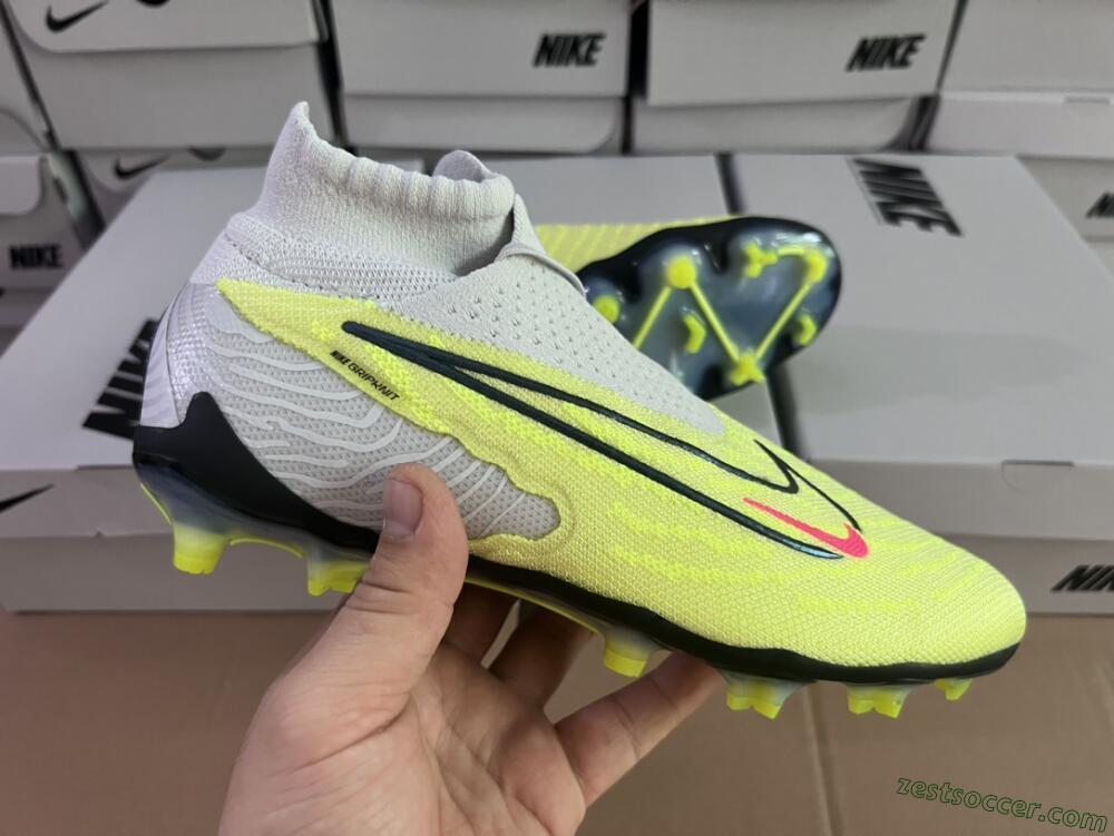Nike Phantom GX Elite FG High-Tops Soccer Cleats - Grey/Green/Pink