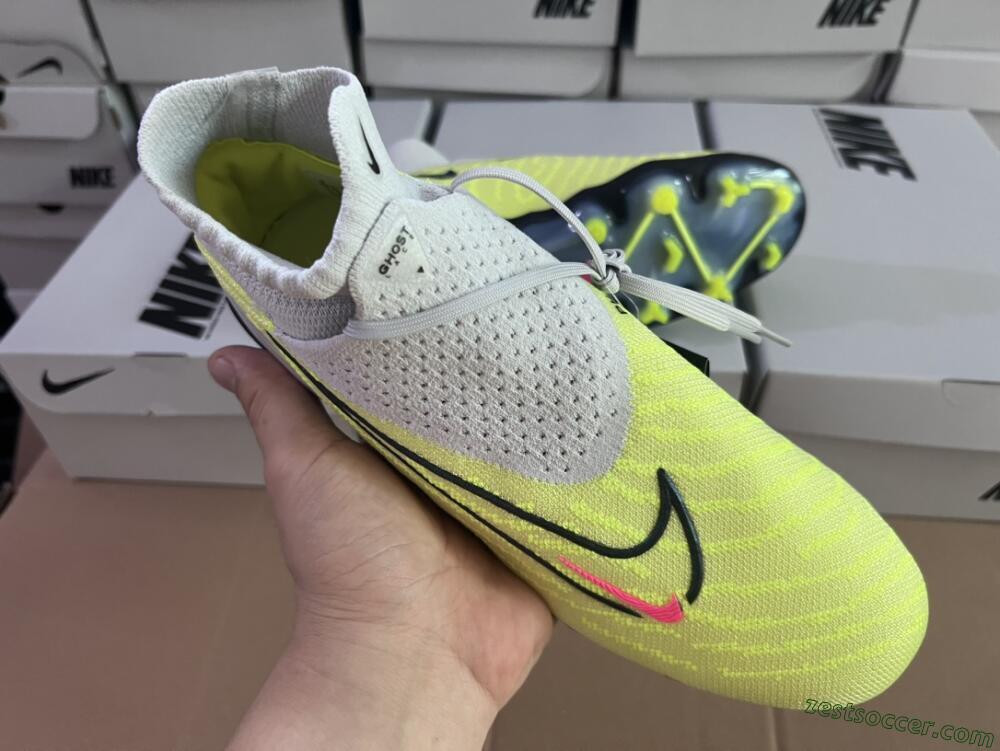 Nike Phantom GX Elite FG High-Tops Soccer Cleats - Grey/Green/Pink