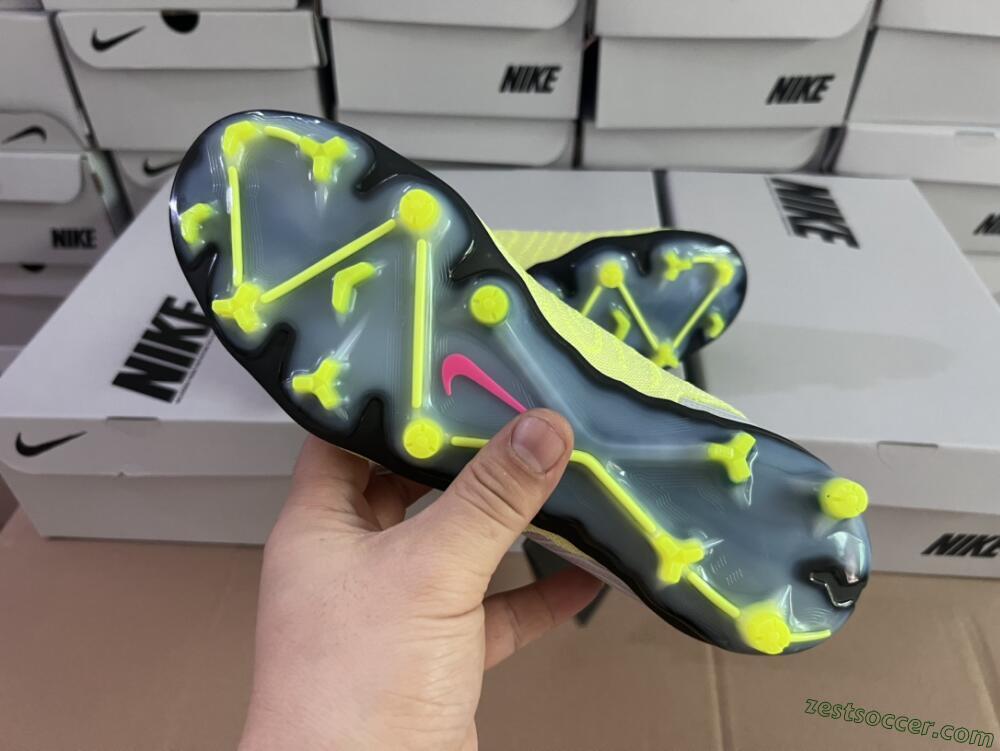 Nike Phantom GX Elite FG High-Tops Soccer Cleats - Grey/Green/Pink
