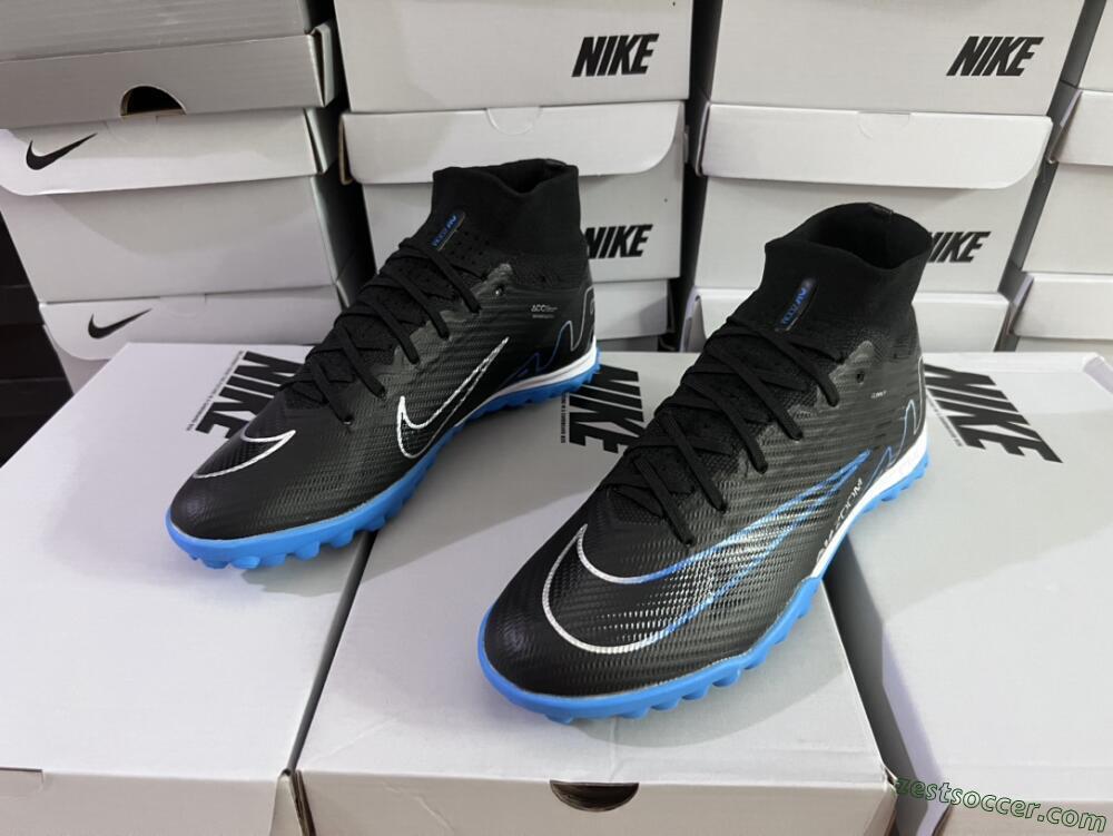 Nike Mercurial Superfly 9 Elite TF High-Tops Soccer Shoes - Black/Blue