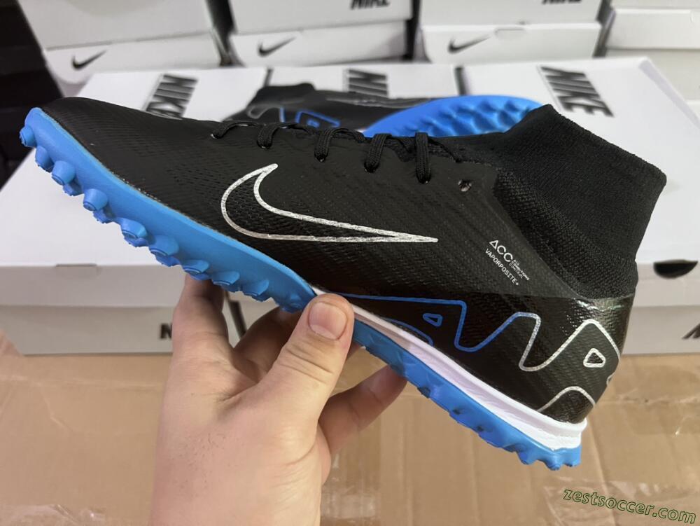 Nike Mercurial Superfly 9 Elite TF High-Tops Soccer Shoes - Black/Blue
