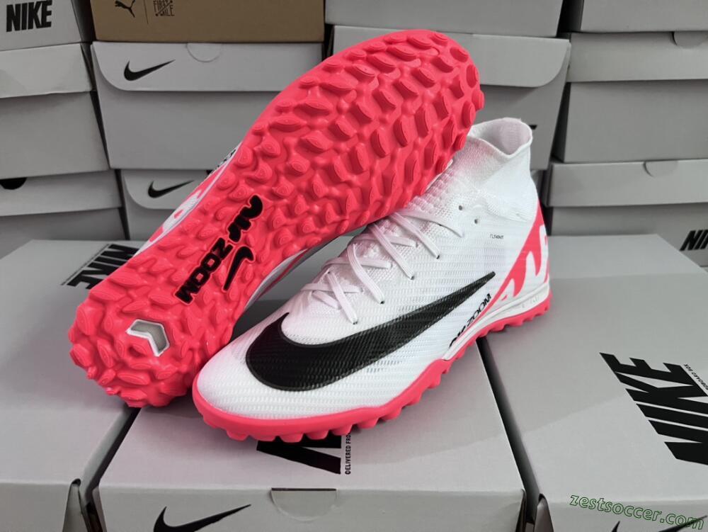 Nike Mercurial Superfly 9 Elite TF High-Tops Soccer Shoes - White/Black/Red