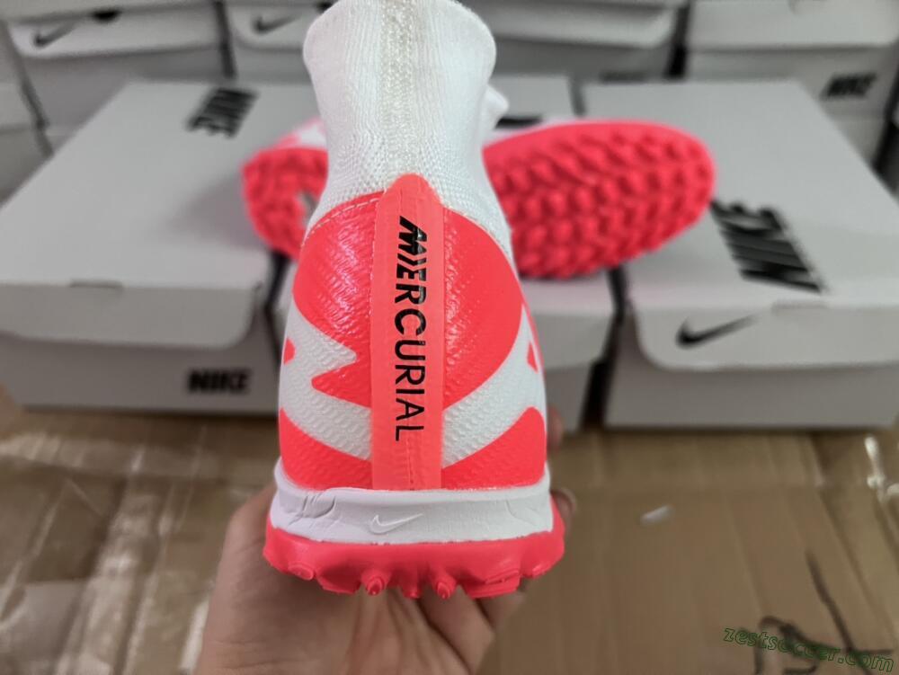 Nike Mercurial Superfly 9 Elite TF High-Tops Soccer Shoes - White/Black/Red