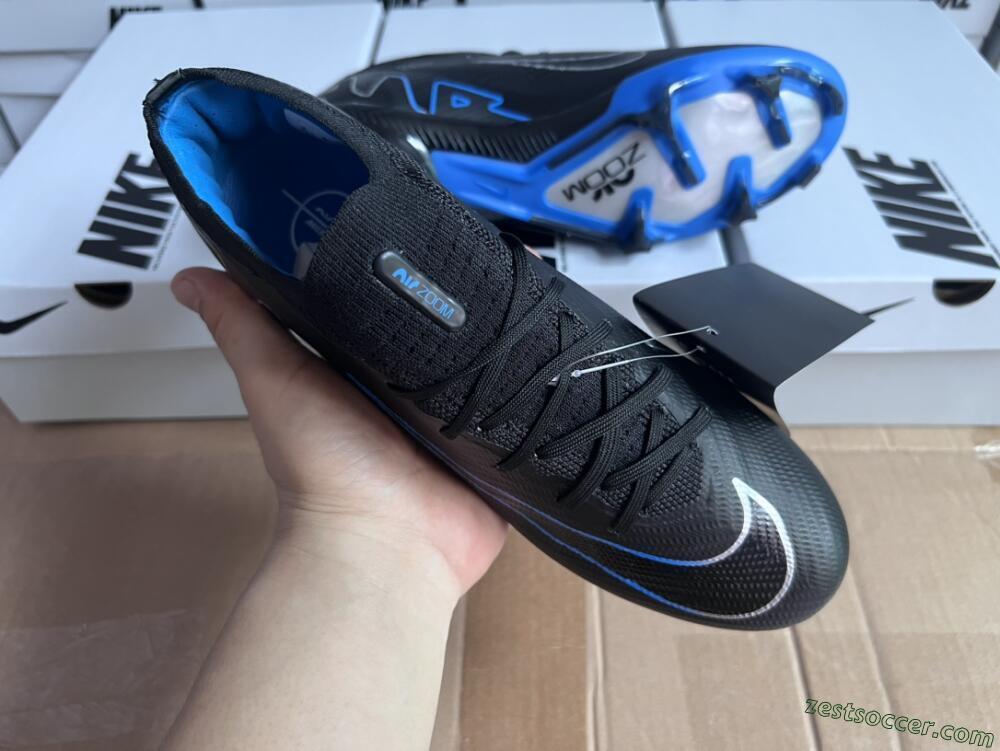 Nike Air Zoom Vapor 15 Elite SE FG Low-Tops Soccer Cleats - Black/Blue/White
