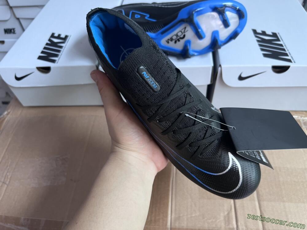Nike Air Zoom Vapor 15 Elite SE FG Low-Tops Soccer Cleats - Black/Blue/White