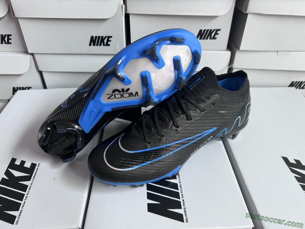 Nike Air Zoom Vapor 15 Elite SE FG Low-Tops Soccer Cleats - Black/Blue/White