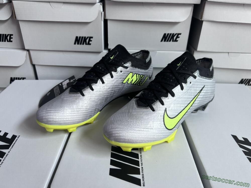 Nike Air Zoom Mercurial Vapor 15 Elite FG Low-Tops Soccer Cleats - Silver/Green