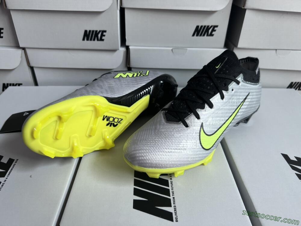 Nike Air Zoom Mercurial Vapor 15 Elite FG Low-Tops Soccer Cleats - Silver/Green