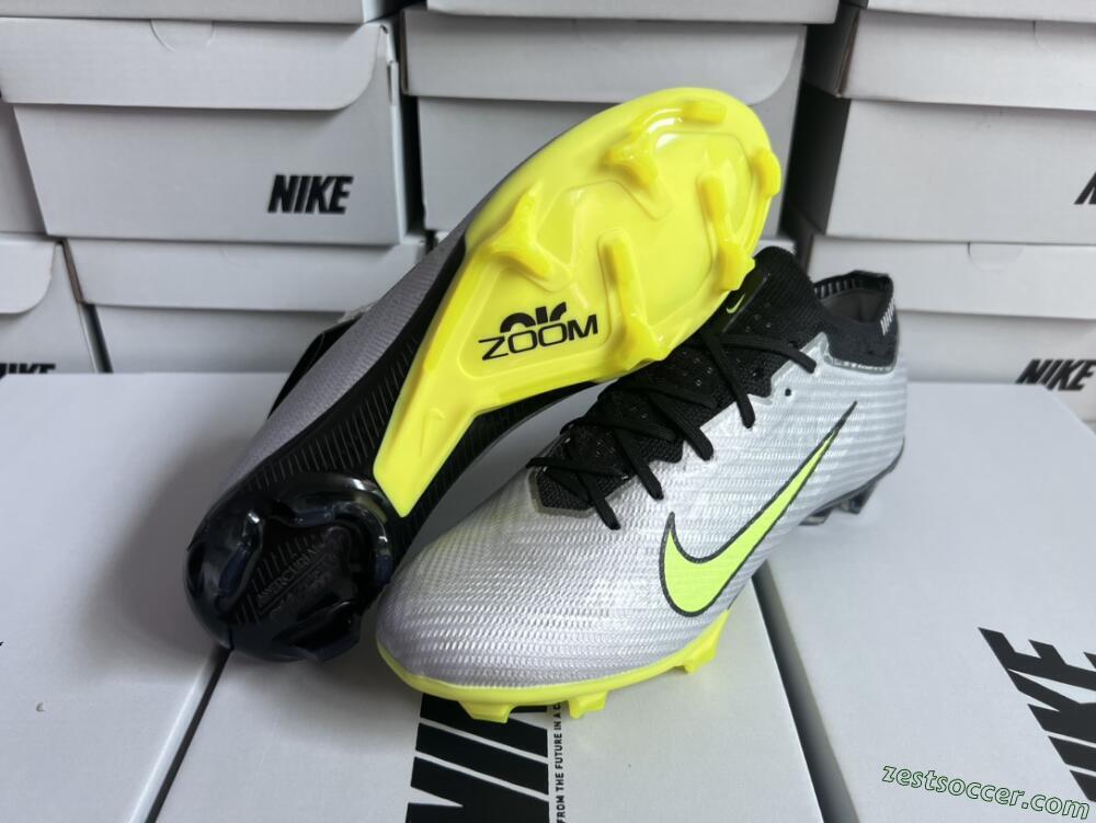 Nike Air Zoom Mercurial Vapor 15 Elite FG Low-Tops Soccer Cleats - Silver/Green