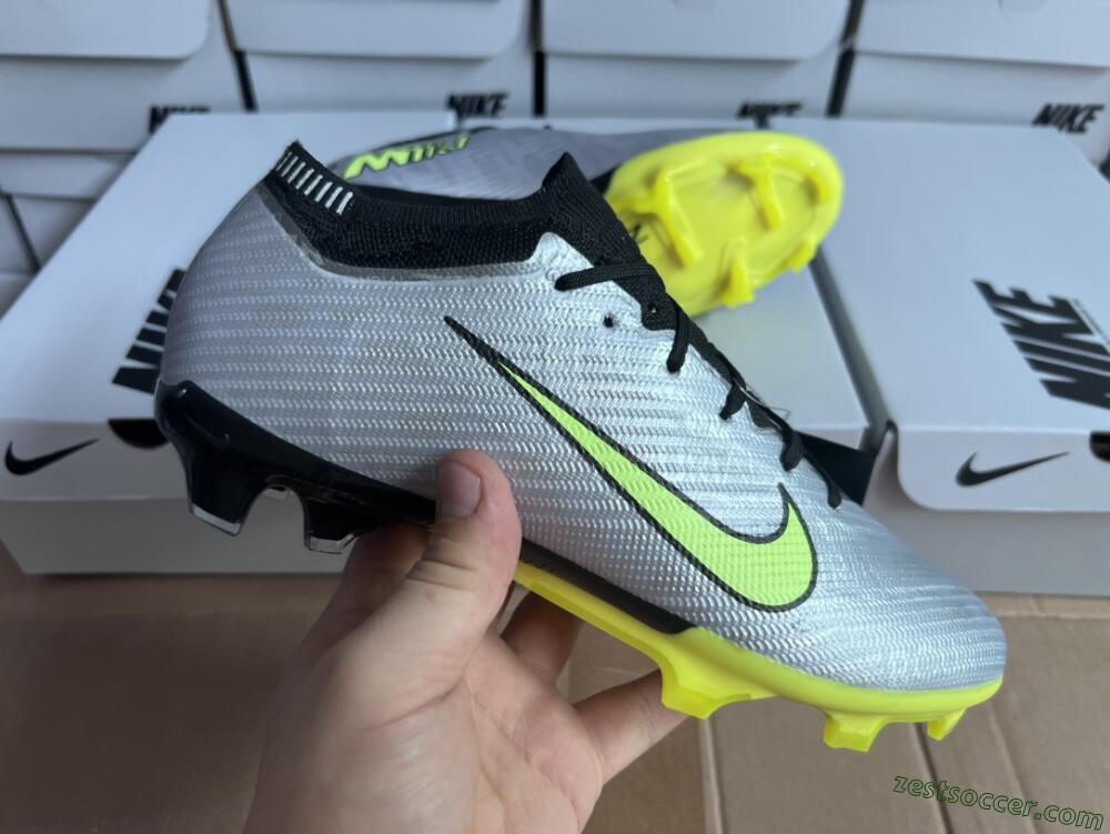 Nike Air Zoom Mercurial Vapor 15 Elite FG Low-Tops Soccer Cleats - Silver/Green
