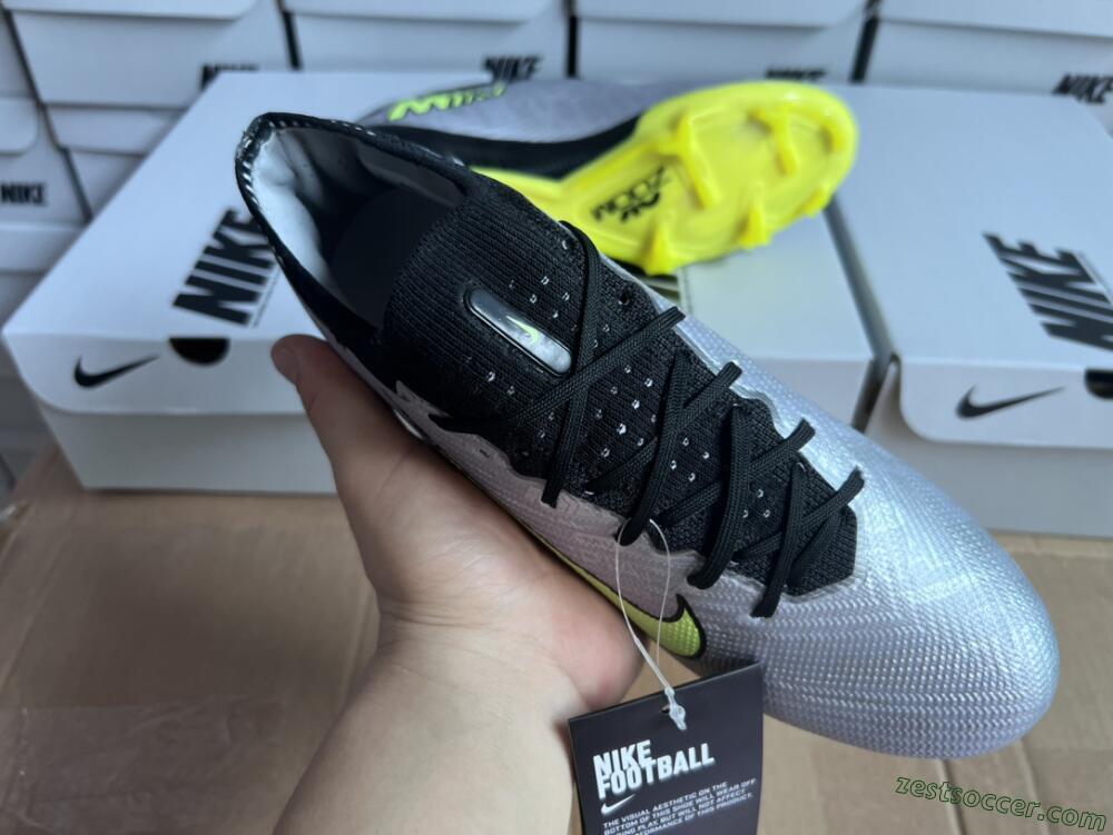 Nike Air Zoom Mercurial Vapor 15 Elite FG Low-Tops Soccer Cleats - Silver/Green