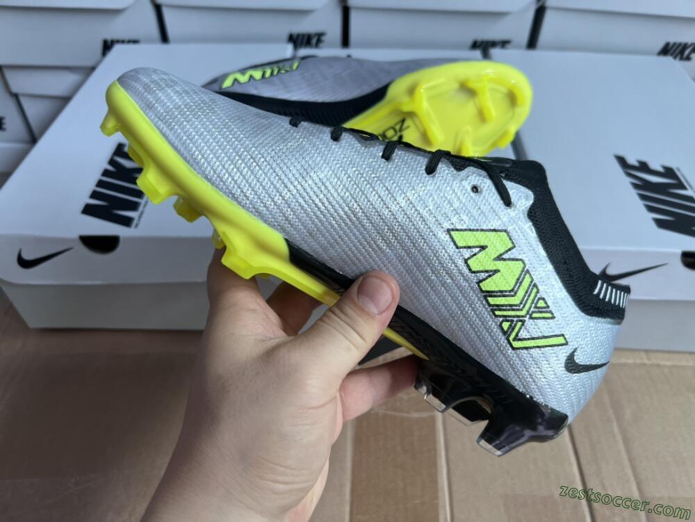 Nike Air Zoom Mercurial Vapor 15 Elite FG Low-Tops Soccer Cleats - Silver/Green