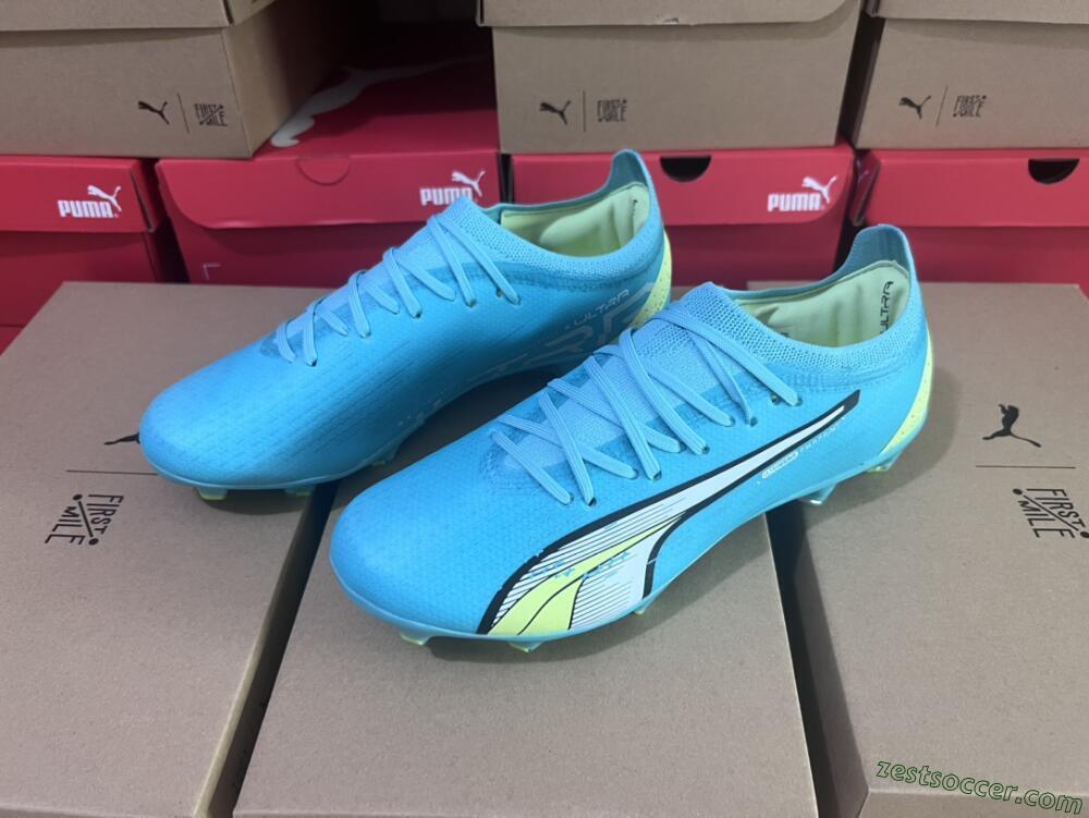 Puma Ultra Ultimate FG Low-Tops Soccer Cleats - Blue/White/Green