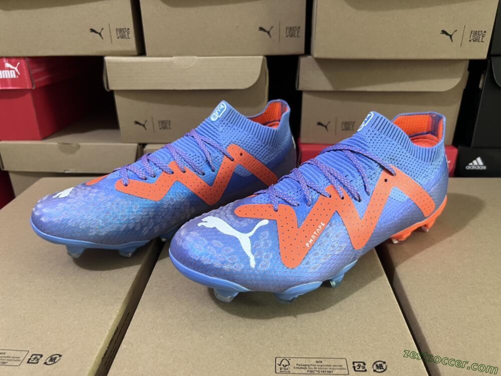 Puma Future Ultimate FG Low-Tops Soccer Cleats - Blue/Orange/White