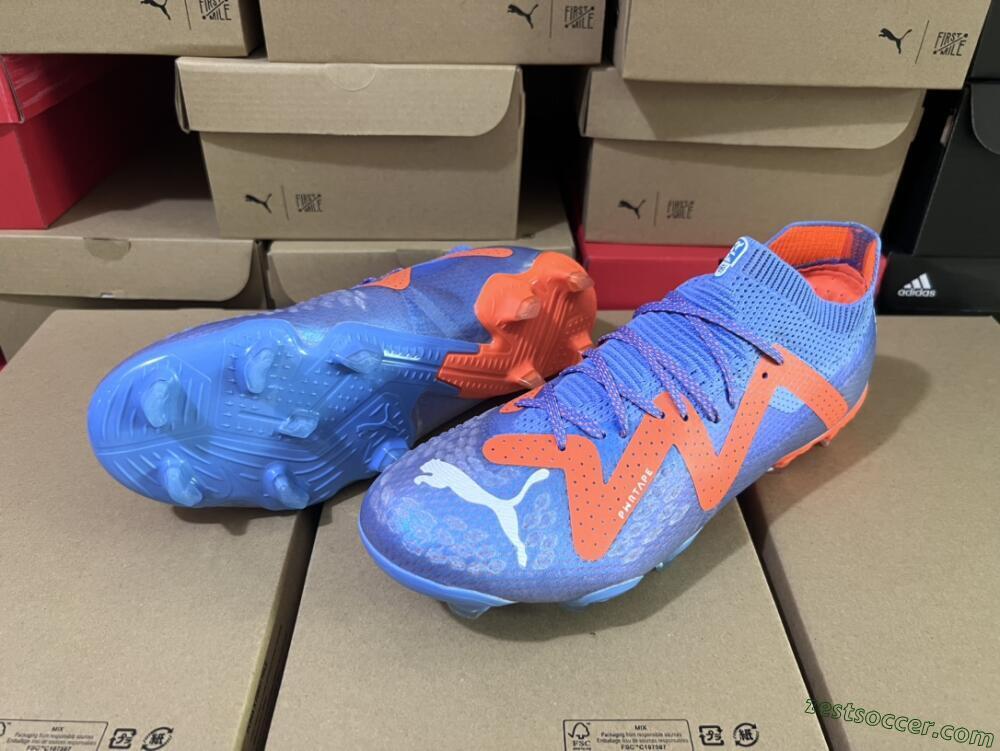 Puma Future Ultimate FG Low-Tops Soccer Cleats - Blue/Orange/White