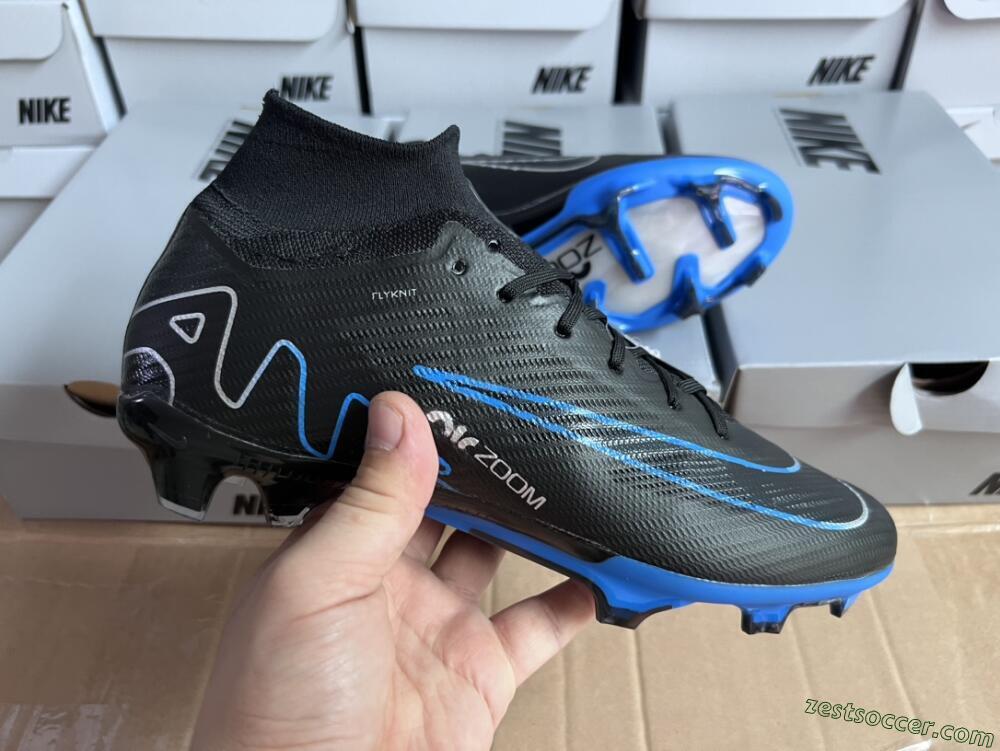 Nike Air Zoom Superfly 9 Elite SE FG High-Tops Soccer Cleats - Black/Blue/White