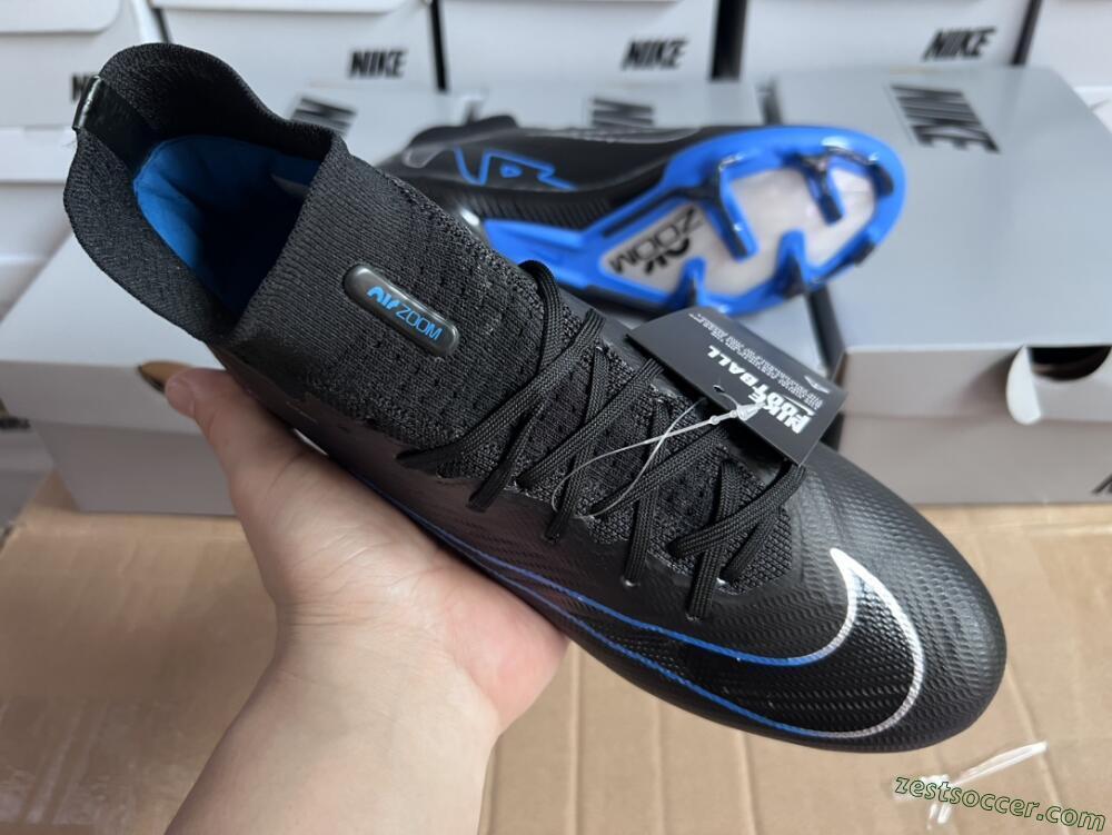 Nike Air Zoom Superfly 9 Elite SE FG High-Tops Soccer Cleats - Black/Blue/White