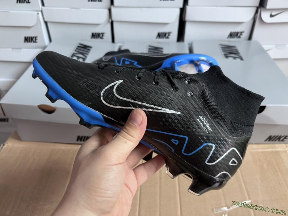 Nike Air Zoom Superfly 9 Elite SE FG High-Tops Soccer Cleats - Black/Blue/White