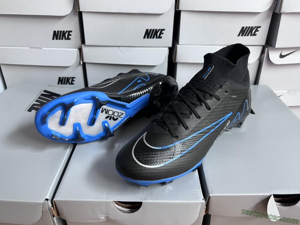 Nike Air Zoom Superfly 9 Elite SE FG High-Tops Soccer Cleats - Black/Blue/White