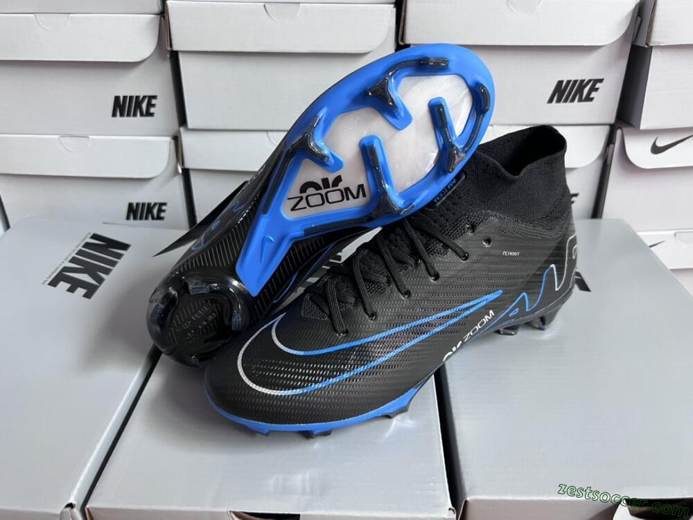 Nike Air Zoom Superfly 9 Elite SE FG High-Tops Soccer Cleats - Black/Blue/White