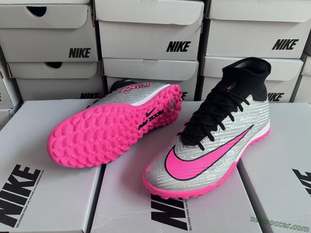 Nike Mercurial Superfly 8 Elite TF High-Tops Soccer Shoes - Grey/Black/Pink